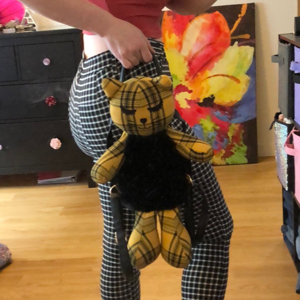 ๐ Plaid Punk Stuffy Kitty Cat Backpack - Picture 2 of 8